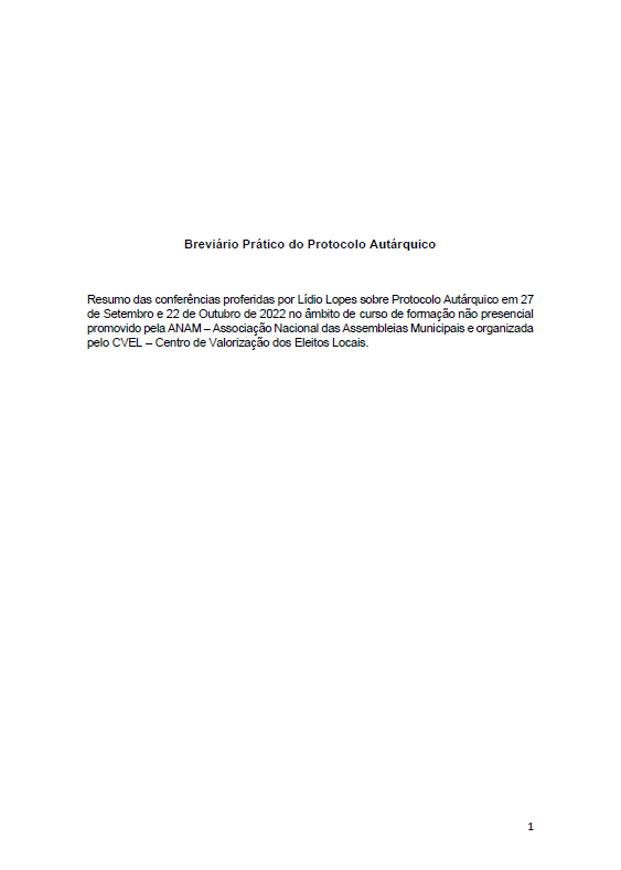 Breviário Prático do Protocolo Autárquico Formato Digital